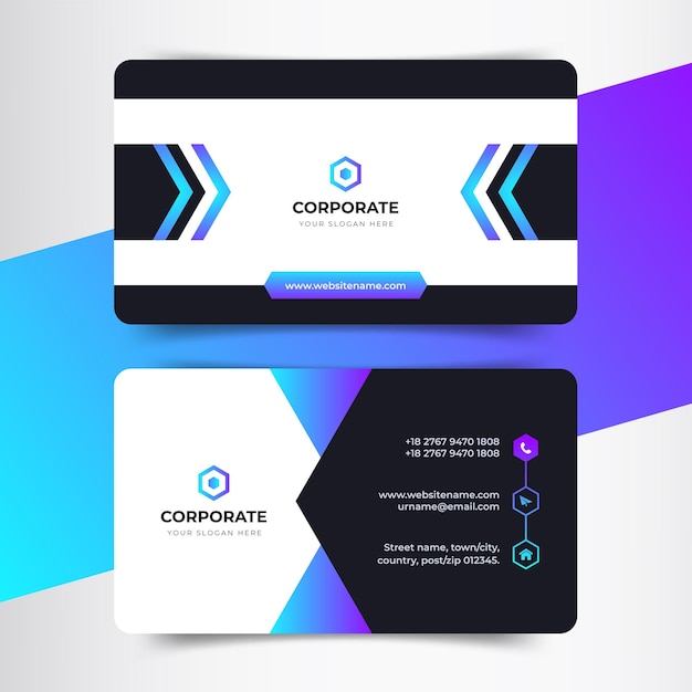 Vector stylish blue business card design