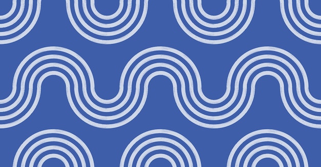 Stylish blue waves seamless pattern Simple bold line sea background