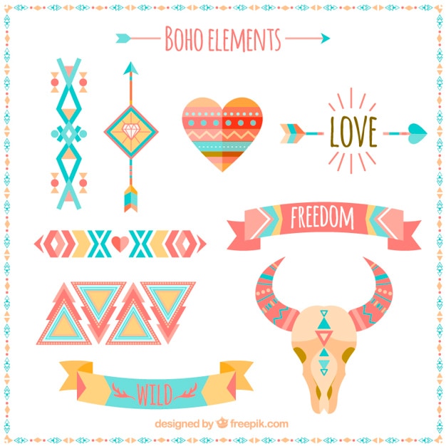 Vector stylish boho elements