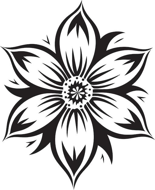 Vector stylish botanical mark black emblem delicate flower impression vector art