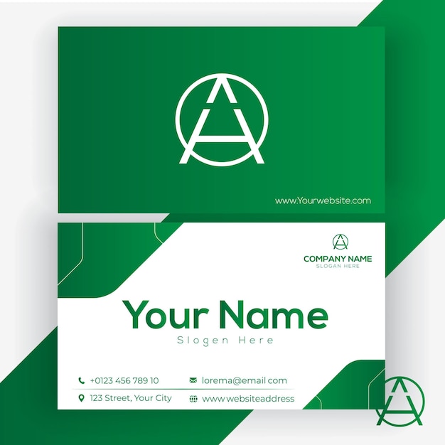 Stylish business card design with green color