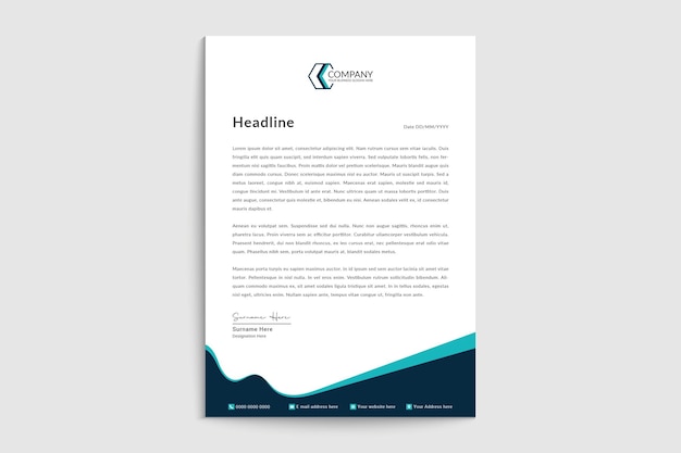 Stylish business company letterhead in blue color