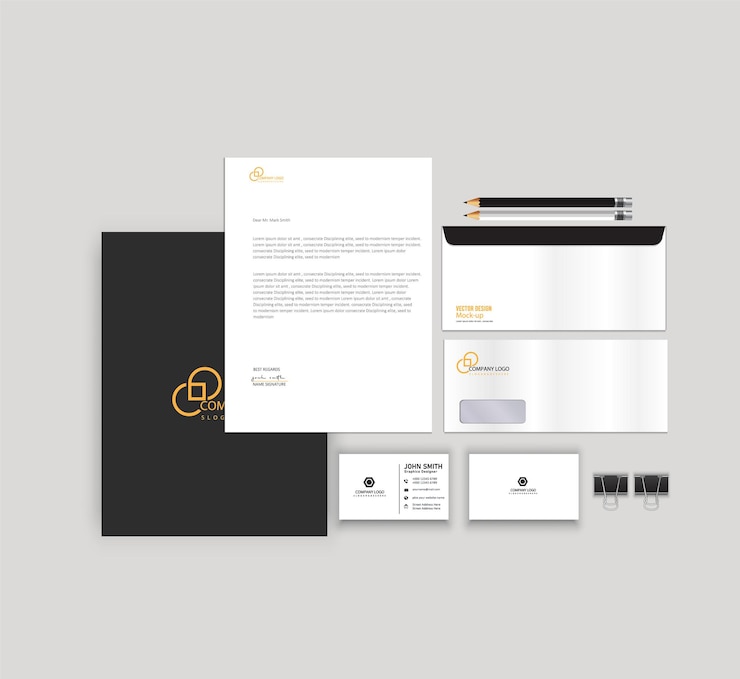 Vector stylish business stationery items set with vector design