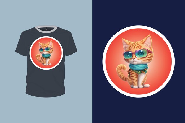 Vector a stylish cat wearing with sunglass illustration for tshirt design