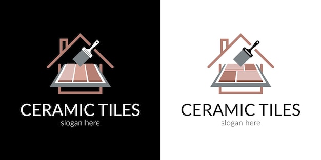 Stylish ceramic tiles logo in perspective Vector