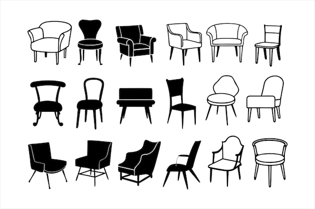 stylish chairs silhouette vector designs for modern interiors innovative chairs silhouette designs