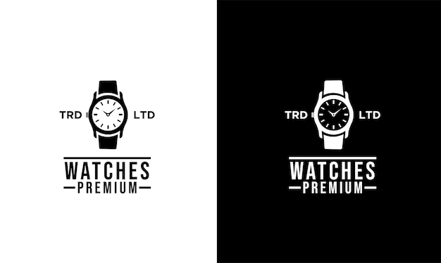 Stylish classic hand watches logo illustration