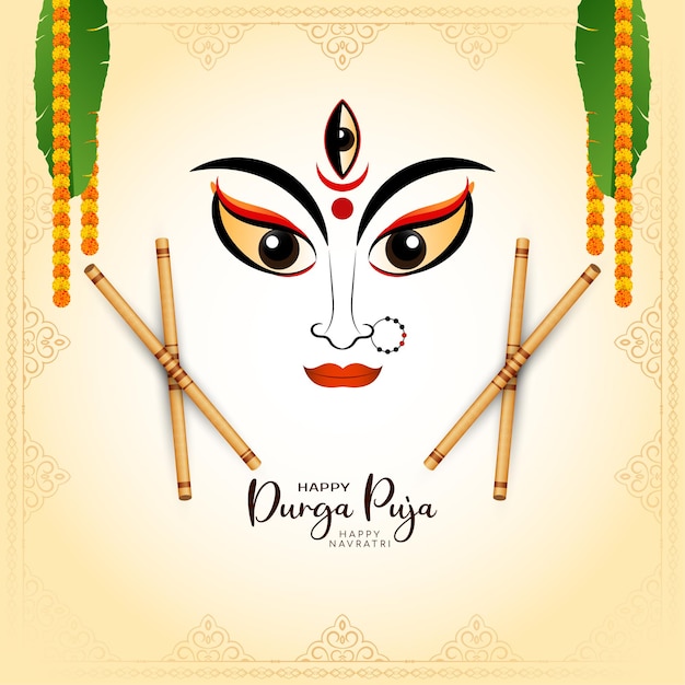 Stylish classic happy durga puja and happy navratri festival goddess worship background