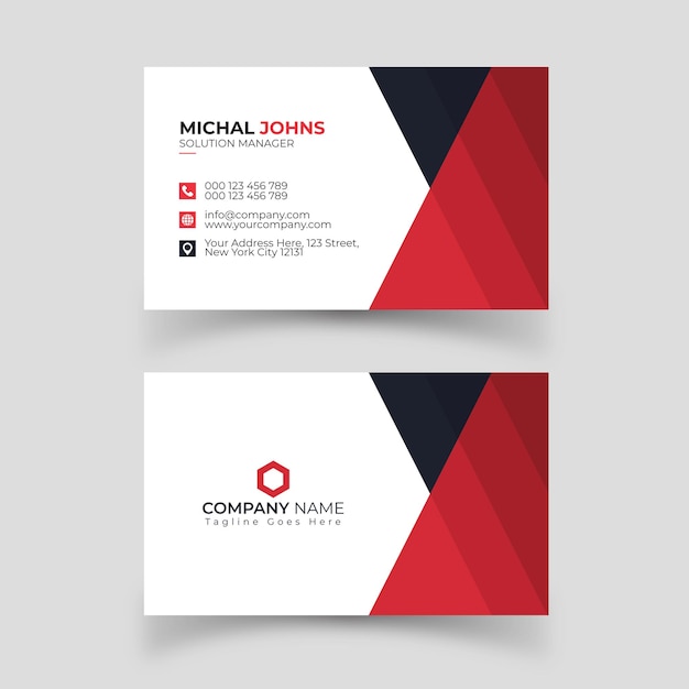 Stylish and clean digital red and black corporate business card vector template