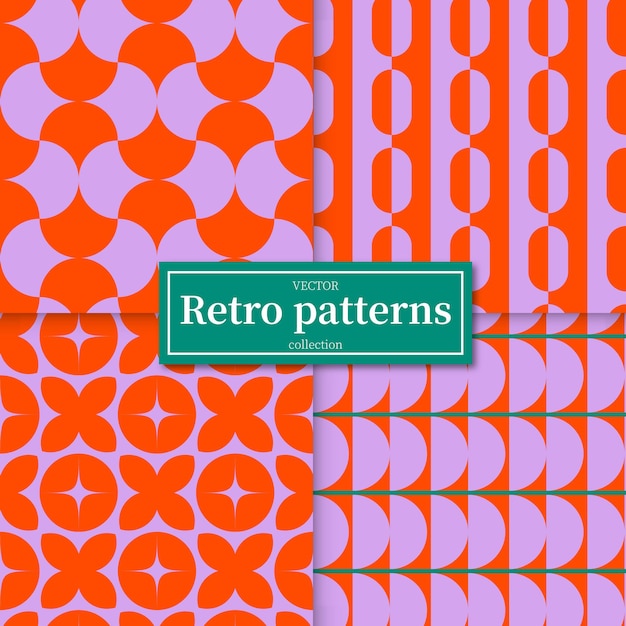 Stylish colorful retro geometric pattern collection