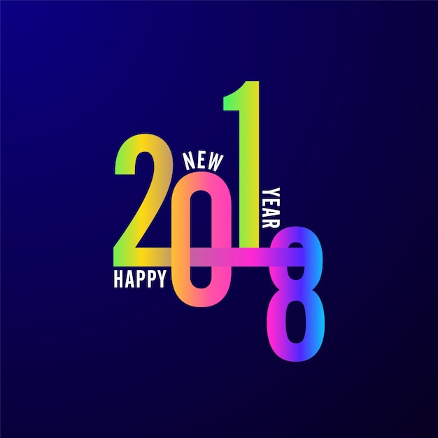 Stylish colorful text Happy New Year 2018 on blue background.