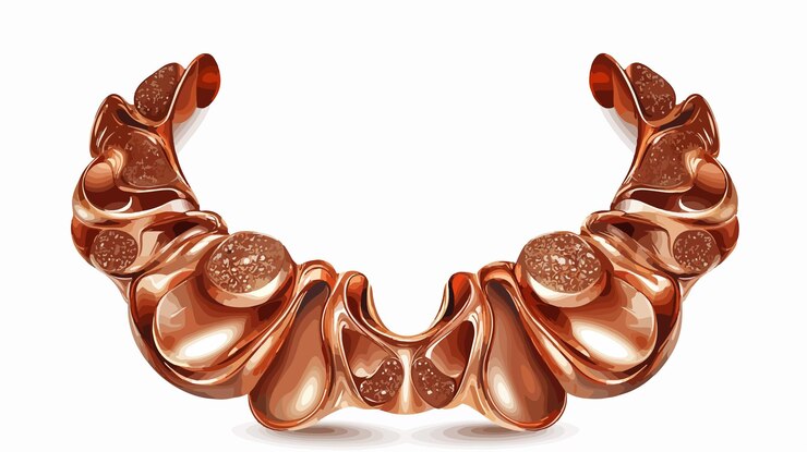 Vector stylish copper jewelry accessories with wide angle view fashionable auricularia earrings
