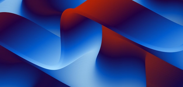 Стильное гофрированное движение, высококачественный сине-красный смешанный градиент жидкости, абстрактный фон