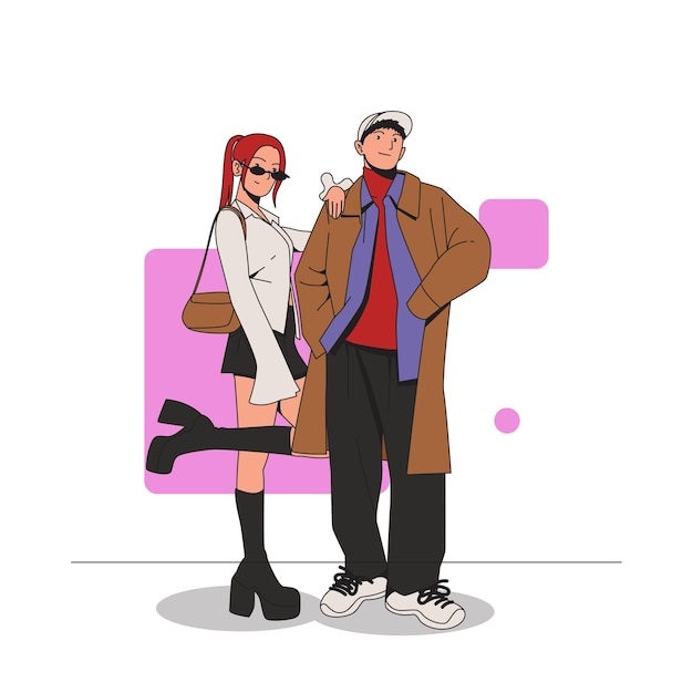 Vector stylish couple illusration