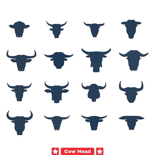 Vector stylish cow head vector illustrations craft unforgettable designs