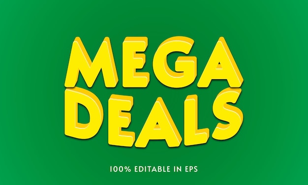 Vector stylish creative mega deals 3d text effects in eps