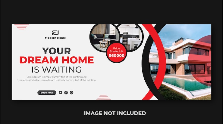 Stylish and creative Real estate Linkedin cover banner template