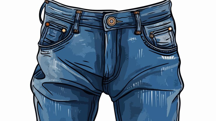 Vector stylish denim trousers for modern fashion trendy blue jeans