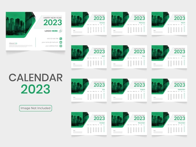 Stylish desk calendar new year template 2023