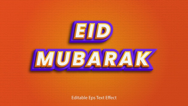 Стильный векторный дизайн Eid Mubarak 3d text effect в bluepurple для плаката поздравительной открытки
