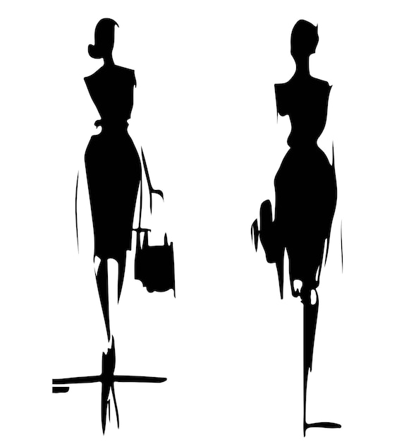 Stylish fashion models Abstract fashion girls Sketch