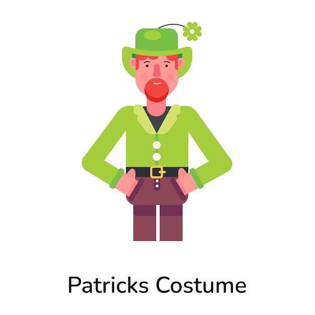 Vector stylish flat character icon of patricks costume