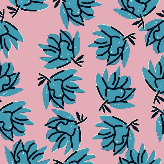 Stylish floral vintage seamless pattern with blue flowers Vector background design