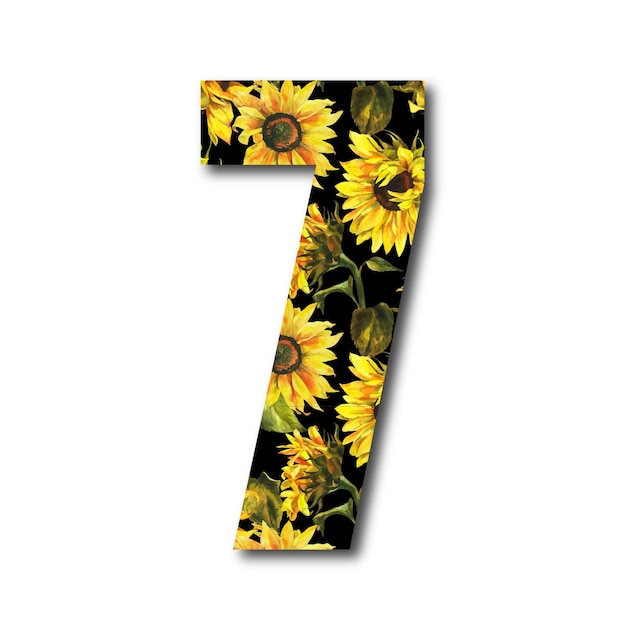 Vector stylish flower texture numbers seven vector