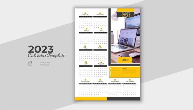 Stylish geometric 2023 new year calendar template