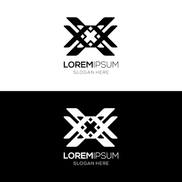 Stylish geometric letter X logo design template