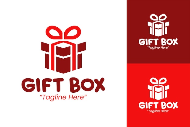 stylish gift box logo design in red black and white for gift and packaging branding