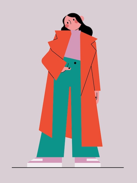 Vector stylish girl in a coat