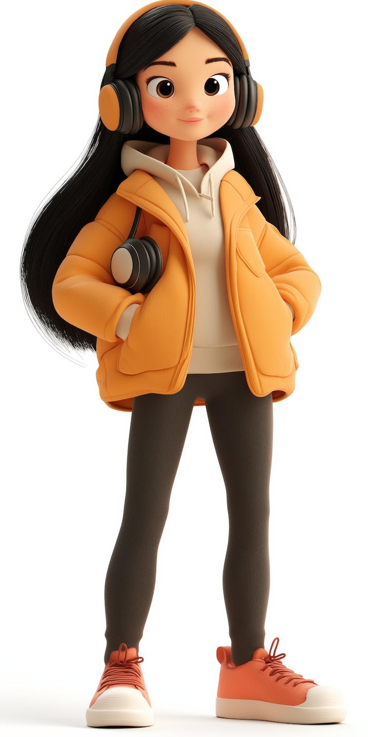 Vector stylish girl standing cartoon vector design