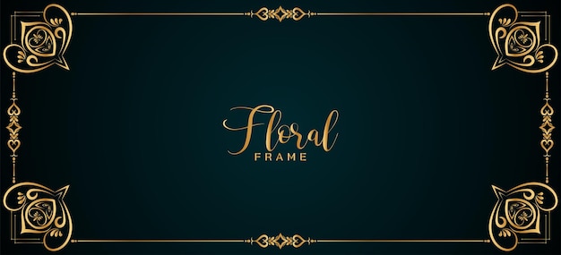 Stylish golden floral frame border ethnic banner design