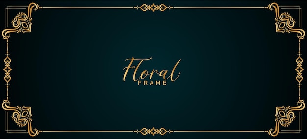 Stylish golden floral frame border ethnic banner design