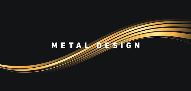 Stylish golden metal wave elegant graphic gradient design element for cover or print image