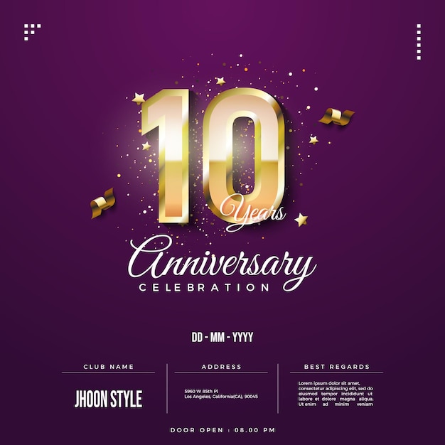 Elegante golden10th anniversario