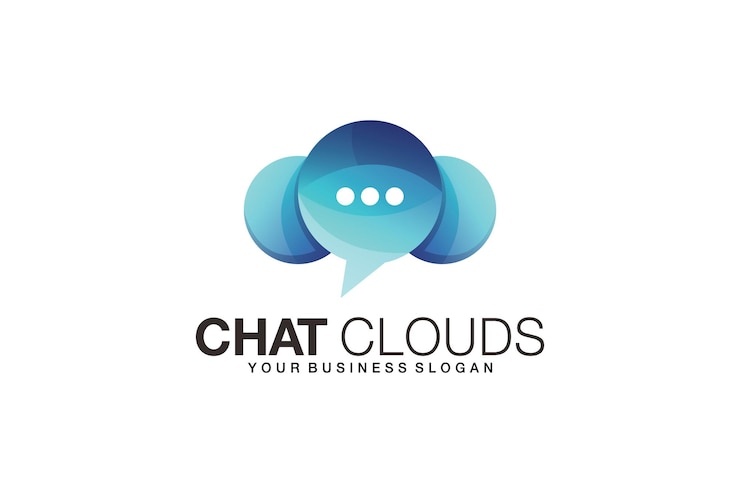 Vector stylish gradient chat clouds logo for forward-thinking businesses - vector design