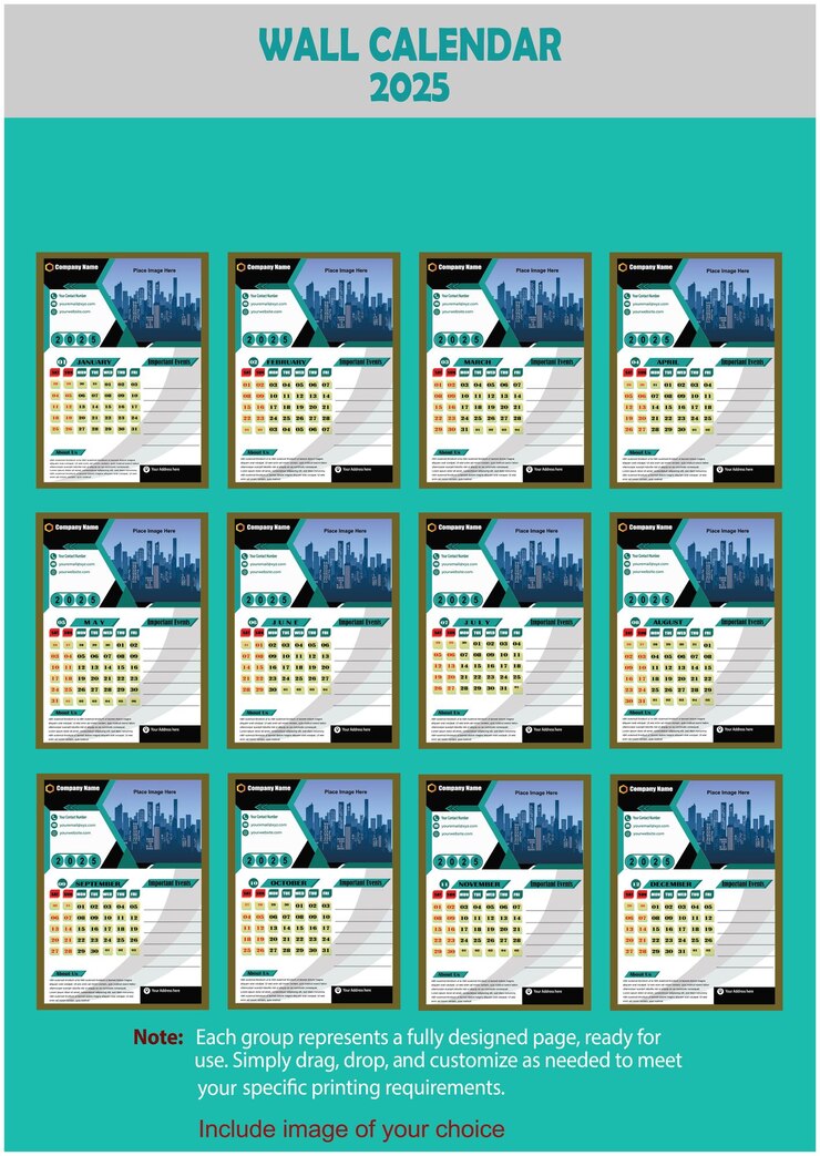 Vector stylish halfpoli wall calendar 2025 design perfect for planning and modern home decor