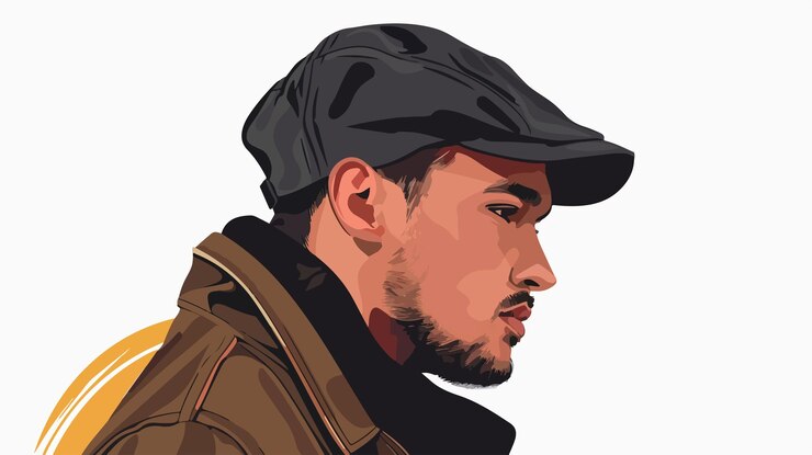 Vector stylish handsome man in cap on white background vector