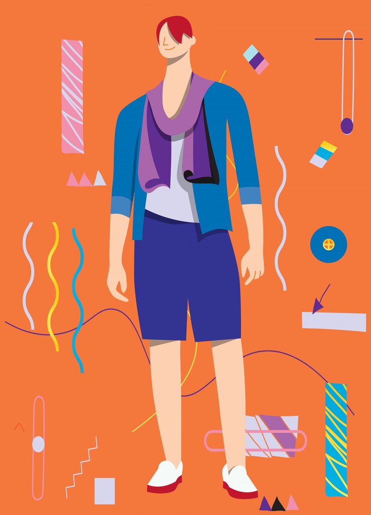 Vector stylish handsome man in fashion clothes. fashion man.