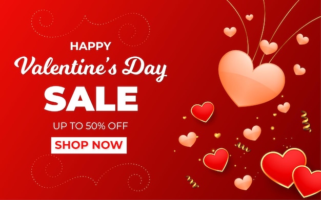 Vector stylish hanging hearts background for valentines day sale banner
