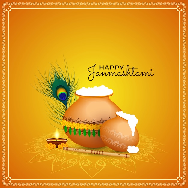 Stylish happy janmashtami festival background