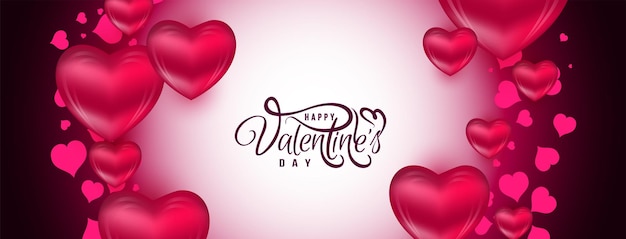 Stylish Happy Valentines day celebration lovely banner with hearts vector