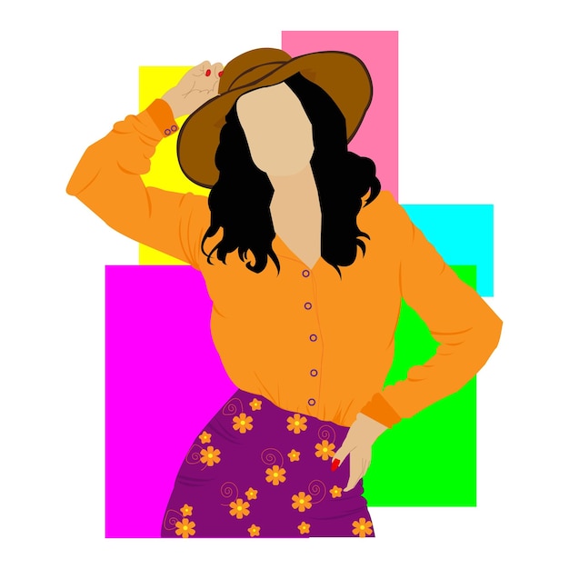 Stylish hat girl illustration vector art