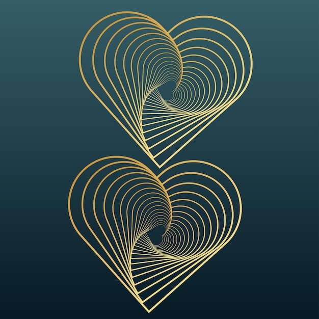 Stylish heart illustration golden heart green background