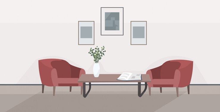 Vector stylish home modern living room interior empty no people house room with furniture flat horizontal