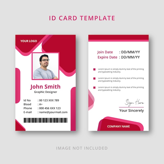핑크 색상의 세련된 ID 카드 템플릿