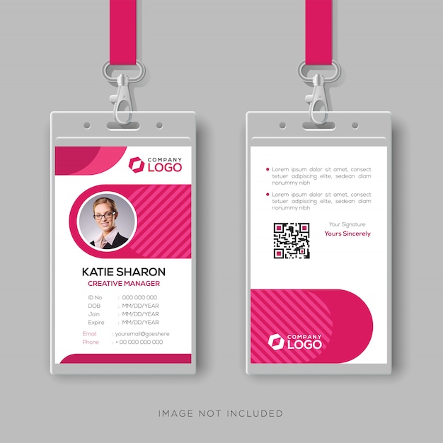 Stylish ID card template with pink details
