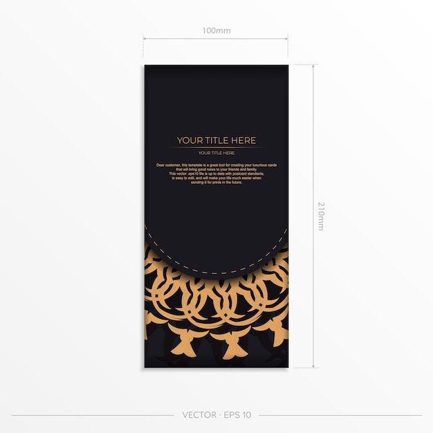 Stylish Invitation with Dew Patterns Stylish Vector Ready-to-Print Black Grecian Greeting Card Design